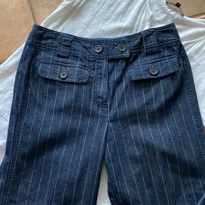 LARRY LEVINE Navy Blue Pinstripe Trousers